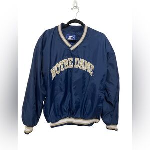 Vintage Notre Dame STARTER Navy Blue Jacket with Logo